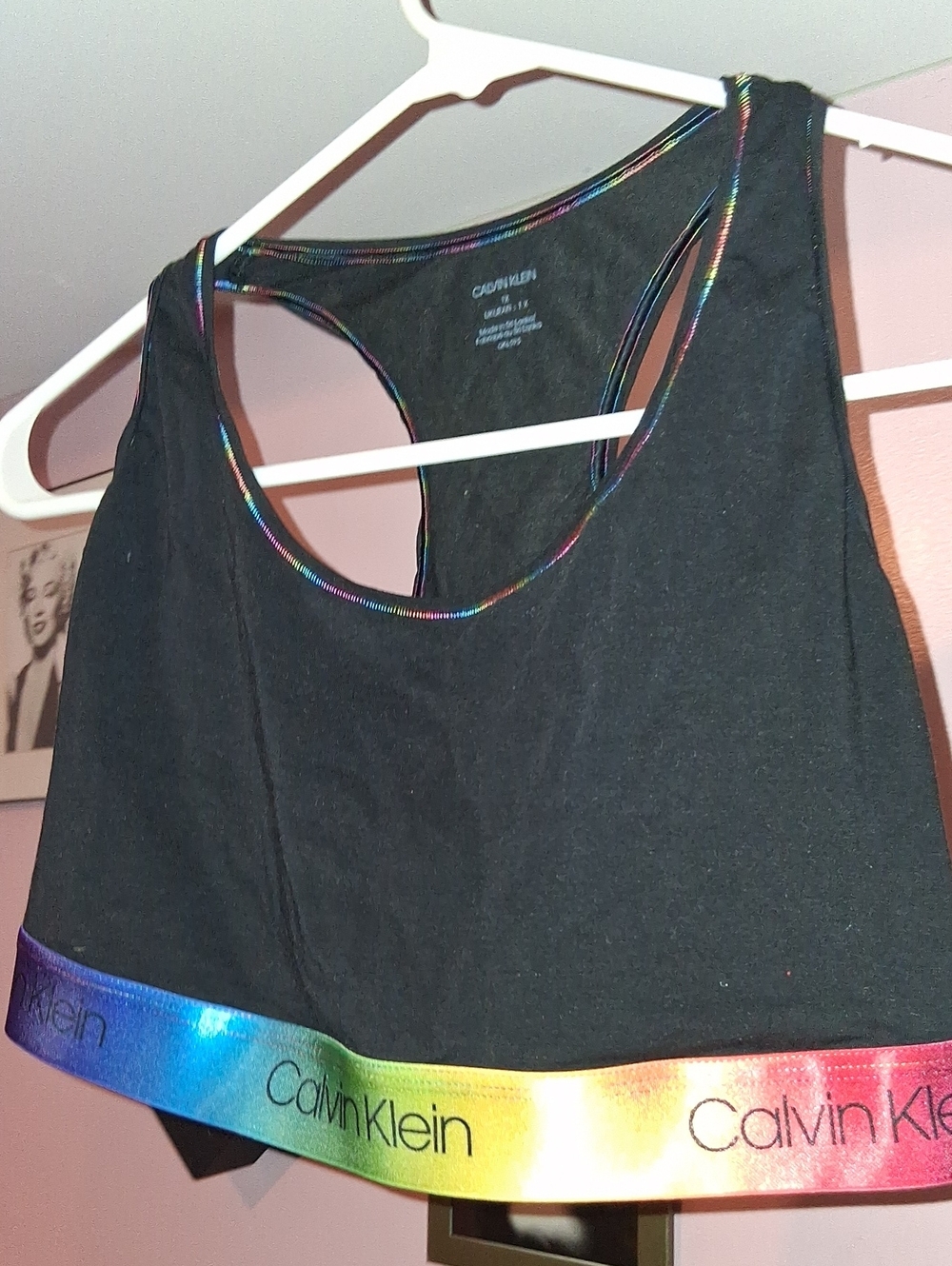Calvin Klein Black Sports Bra with Rainbow Trim